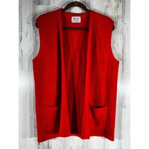 Vintage‎ Milrank Womens Sweater Size Large Open Front Cardigan Pockets Red